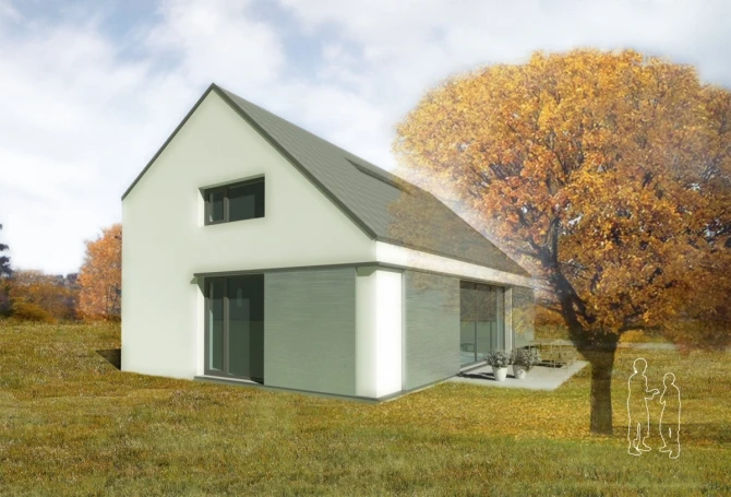 Energeticky efektivní dům se skládanou střechou